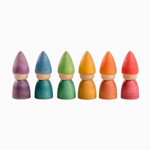 Grapat houten Nins kabouters-regenboog-6 stuks
