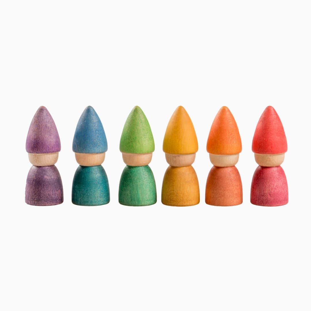 Grapat houten Nins kabouters-regenboog-6 stuks