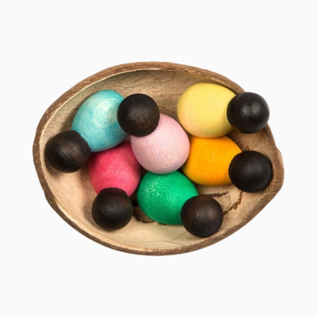 Grapat houten baby nins® donker-6 stuks