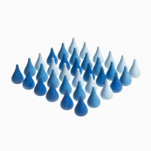 Grapat houten blauwe regendruppels-36 stuks