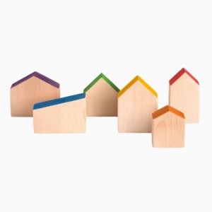 Grapat houten huisjes-6 stuks