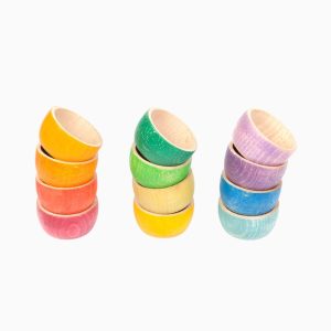 Grapat houten kommetjes-12 stuks