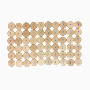 Grapat houten munten met cijfers-60 stuks