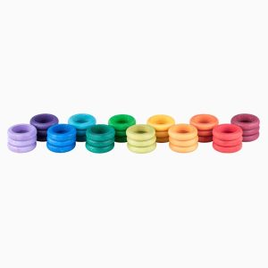 Grapat houten ringen regenboog 12 kleuren-36 stuks