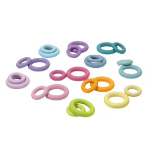 Grimm's Houten Ringen Pastel 24 - stuks