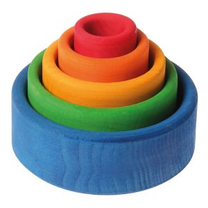 Grimm's Houten Stapelbakjes Rond Blauw