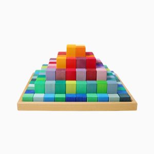 Grimm's houten blokken piramide regenboog 100-delig