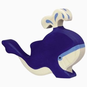 Holztiger-blauwe vinvis van hout 20 cm