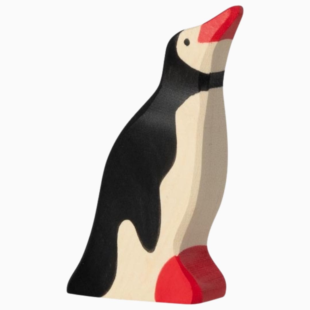 Holztiger-pinguïn kop omhoog van hout