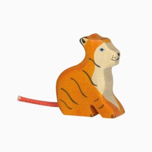 Holztiger-tijger van hout zittend (Klein)