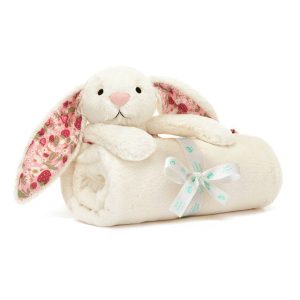 Jellycat Blossom Cream Bunny 'Berry' Blankie Knuffeldeken