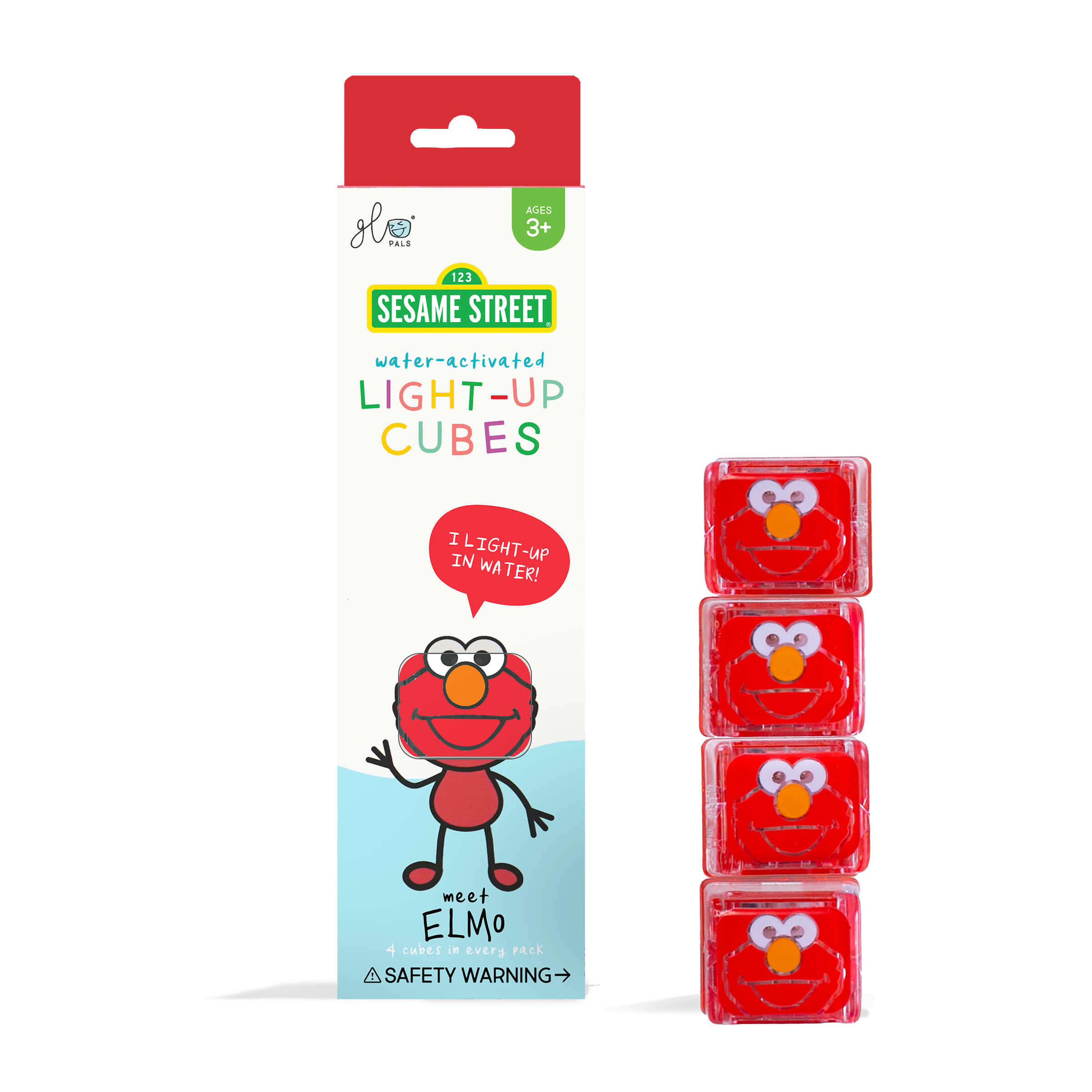 Glo Pals Elmo - lichtgevende blokjes - 4 stuks bij TijdOmTeSpelen.nl