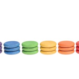 Grapat Houten Munten -18 Stuks (6 kleuren) bij TijdOmTeSpelen.nl