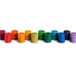 Grapat Houten Munten - 72 Stuks (12 kleuren) bij TijdOmTeSpelen.nl