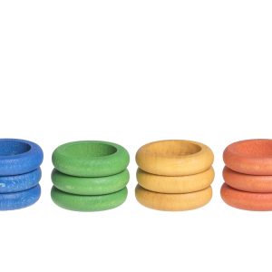 Grapat Houten Ringen -18 Stuks (6 kleuren) bij TijdOmTeSpelen.nl