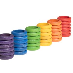 Grapat Houten Ringen -36 Stuks (6 kleuren) bij TijdOmTeSpelen.nl