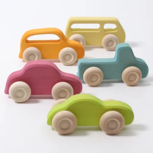 Grimm’s Gekleurde Houten Auto's - 6 stuks bij TijdOmTeSpelen.nl