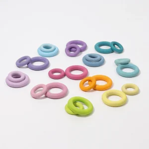 Grimm’s Houten Ringen - Pastel (24-delig) bij TijdOmTeSpelen.nl