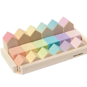 Ocamora Houten Huisjes en Blokken Pastel bij TijdOmTeSpelen.nl