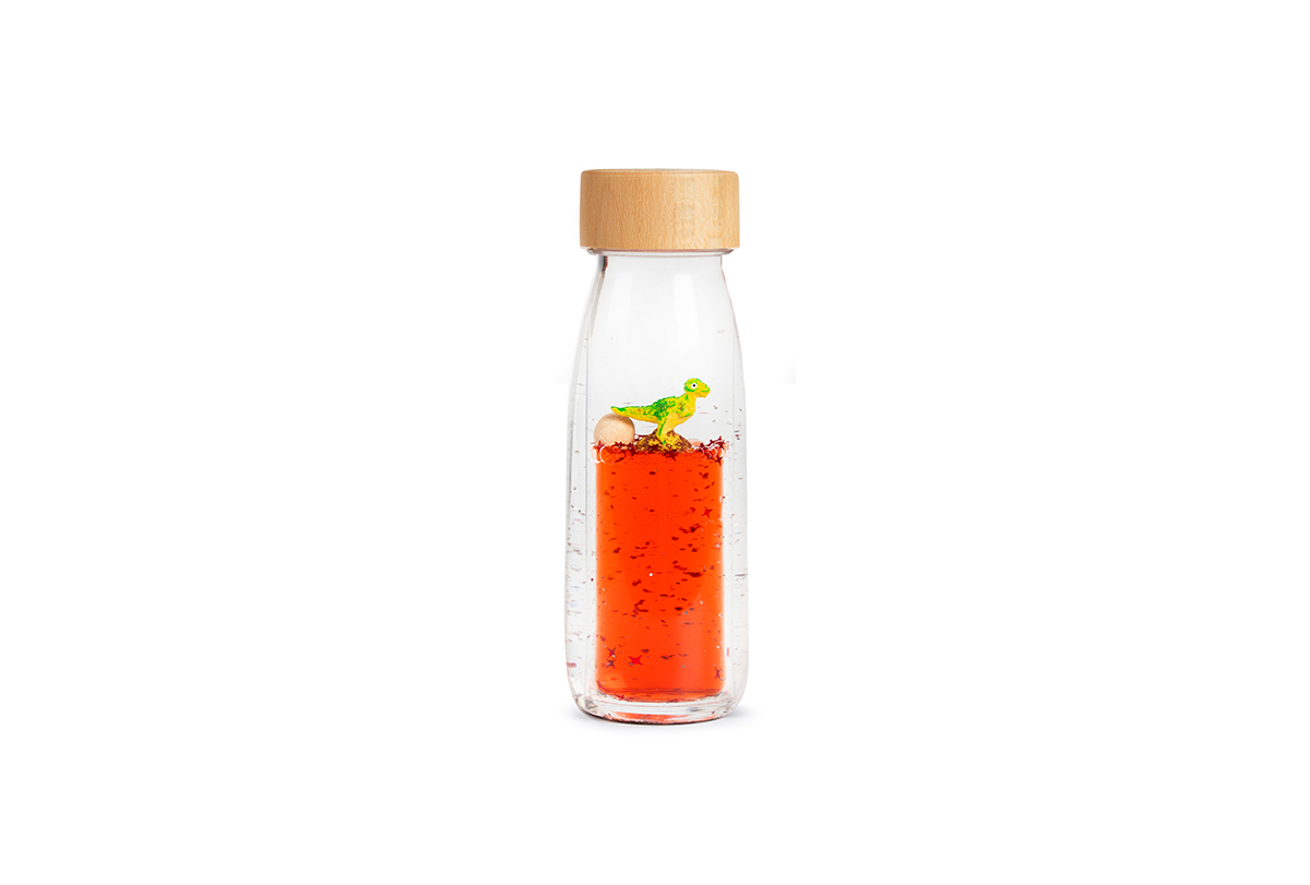 Petit Boum sensorische fles T-Rex bij TijdOmTeSpelen.nl